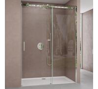 doporro Porte de Douche Transparent pour Niche 115cm Paroi de Douche avec Porte Coulissante Teramo4 en Verre de Sécurité Anticalcaire 115x195cm