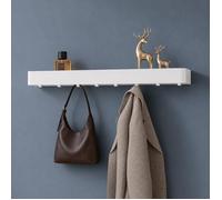 doporro Porte Manteau Mural 8 Crochets Cachés Patère Murale avec Étagère | Rangement, Porte-Manteau Porte lanc, pour Entrée Salle de Bain Cuisine, Reglo-05