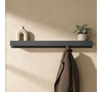 doporro Porte Manteau Mural, 8 Crochets Cachés, Patère Murale avec Étagère de Rangement, Porte-Manteau Porte Clé Noir, pour Entrée Salle de Bain Cuisine, Stalo-11