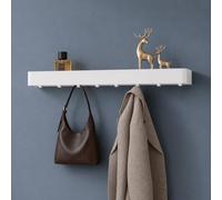 doporro Porte Manteau Mural 8 Crochets Cachés Patère Murale avec Étagère | Rangement, Porte-Manteau Porte lanc, pour Entrée Salle de Bain Cuisine, Reglo-05