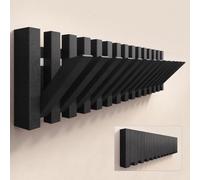 doporro Porte Manteau Mural Bois Patère Murale 14 Crochets Rétractables | Porte-Manteau Décoratif, Noir Mat, pour Entrée Bureau Chambre, Twigro-01