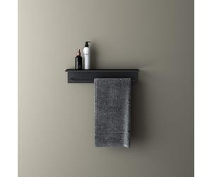 doporro Porte-serviette noir mate inox rangement crochet 50x10x10cm