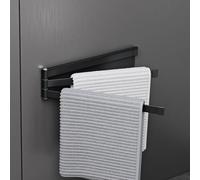 doporro Porte-Serviettes Magnétique Mural Pliable Rangement Serviettes | Torchon, Noir Mat, Acier au Carbone, sans Perçage, pour Salle de Bain et Cuisine, 24cm, Folda02