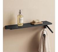 doporro Porte-Serviettes Mural 2 Barres Pliable avec Étagère de Douche