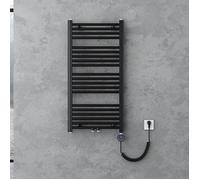 doporro Radiateur de Salle de Bain Sèche-Serviette 100x50cm Chauffage Électrique Gris-Noir avec Résistance pour Radiateur 600W