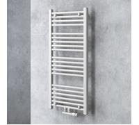 doporro Radiateur de Salle de Bain Sèche-Serviette 100x50cm Radiateur Tubulaire Vertical Chauffage à Eau Chaude Blanc