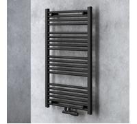 doporro Radiateur de Salle de Bain Sèche-Serviette 100x60cm Radiateur Tubulaire Vertical Chauffage à Eau Chaude Gris-Noir