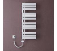 doporro Radiateur de Salle de Bain Sèche-Serviette 104x40cm avec Résistance Chauffante Blanc 800W Radiateur à Eau Chaude Blanc Design FN