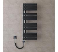 doporro Radiateur de Salle de Bain Sèche-Serviette 104x40cm avec Résistance Chauffante Noir 800W Radiateur à Eau Chaude Gris Noir Design FN