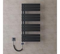 doporro Radiateur de Salle de Bain Sèche-Serviette 104x50cm avec Résistance Chauffante Noir 800W Radiateur à Eau Chaude Gris Noir Design FN