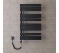 doporro Radiateur de Salle de Bain Sèche-Serviette 104x60cm avec Résistance Chauffante Noir 800W Radiateur à Eau Chaude Gris Noir Design FN