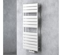 doporro Radiateur de Salle de Bain Sèche-Serviette 120x50cm Radiateur à Eau Chaude Vertical Blanc Sèche-serviettes de Salle de