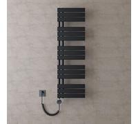 doporro Radiateur de Salle de Bain Sèche-Serviette 131x40cm avec Résistance Chauffante Noir 1000W Radiateur à Eau Chaude Gris Noir Design FN