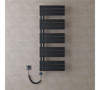 doporro Radiateur de Salle de Bain Sèche-Serviette 131x50cm avec Résistance Chauffante Noir 1000W Radiateur à Eau Chaude Gris Noir Design FN