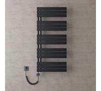 doporro Radiateur de Salle de Bain Sèche-Serviette 131x60cm avec Résistance Chauffante Noir 1000W Radiateur à Eau Chaude Gris Noir Design FN