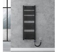 doporro Radiateur de Salle de Bain Sèche-Serviette 140x50cm Chauffage Électrique Gris-Noir avec Résistance pour Radiateur 800W