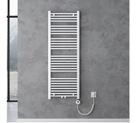 doporro Radiateur de Salle de Bain Sèche-Serviette 140x60cm Radiateur Tubulaire Vertical Chauffage Électrique Blanc avec Résistance pour Radiateur 800W