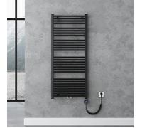 doporro Radiateur de Salle de Bain Sèche-Serviette 140x60cm Chauffage Électrique Gris-Noir avec Résistance pour Radiateur 800W