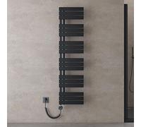 doporro Radiateur de Salle de Bain Sèche-Serviette 159x40cm avec Résistance Chauffante Noir 1000W Radiateur à Eau Chaude Gris Noir Design FN