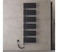 doporro Radiateur de Salle de Bain Sèche-Serviette 159x50cm avec Résistance Chauffante Noir 1000W Radiateur à Eau Chaude Gris Noir Design FN