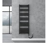 doporro Radiateur de Salle de Bain Sèche-Serviette 180x60cm Radiateur Chauffage Électrique Gris-Noir avec Résistance pour Radiateur