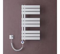 doporro Radiateur de Salle de Bain Sèche-Serviette 76x40cm avec Résistance Chauffante Blanc 600W Radiateur à Eau Chaude Blanc Design FN