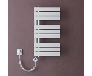 doporro Radiateur de Salle de Bain Sèche-Serviette 76x40cm avec Résistance Chauffante Blanc 600W Radiateur à Eau Chaude Blanc Design FN