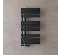 doporro Radiateur de Salle de Bain Sèche-Serviette 76x40cm Radiateur à Eau Chaude ou Électrique Gris Noir Sèche-Serviettes Design