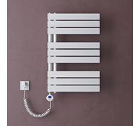 doporro Radiateur de Salle de Bain Sèche-Serviette 76x50cm avec Résistance Chauffante Blanc 600W Radiateur à Eau Chaude Blanc Design FN