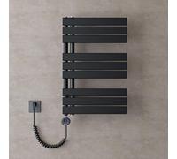 doporro Radiateur de Salle de Bain Sèche-Serviette 76x50cm avec Résistance Chauffante Noir 600W Radiateur à Eau Chaude Gris Noir Design FN