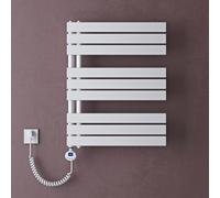 doporro Radiateur de Salle de Bain Sèche-Serviette 76x60cm avec Résistance Chauffante Blanc 600W Radiateur à Eau Chaude Blanc Design FN
