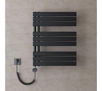 doporro Radiateur de Salle de Bain Sèche-Serviette 76x60cm avec Résistance Chauffante Noir 600W Radiateur à Eau Chaude Gris Noir Design FN