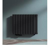doporro Radiateur de Salle de Bains Chauffage Central 60x77cm Radiateur à Eau Chaude Panneau Double Couches Horizontal Noir-Gris 849W FV