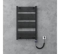 doporro Radiateur Sèche-Serviette Eau Chaude 100x60cm avec Résistance | 600W, Gris Noir, Salle de Bain, RHE
