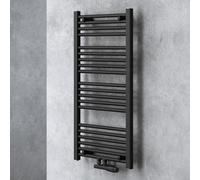 doporro Radiateur de Salle de Bain Sèche-Serviette 100x50cm Radiateur Tubulaire Vertical Chauffage à Eau Chaude Gris-Noir