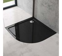 doporro Receveur de Douche 90x90 Bac à Douche Quart de Cercle Extraplat Acrylique Noir Faro3 avec Bonde AL02 90x90x4cm