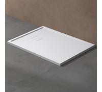 doporro Receveur de Douche à Carreler à Poser en Solid Surface Bac à douche Rectangulaire Extraplat Blanc Design Geoma08 90x120cm