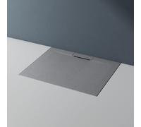 doporro Receveur de Douche à Carreler à Poser en Solid Surface Bac à douche Rectangulaire Extraplat Gris avec Bonde Design Lyra 100x80x3cm
