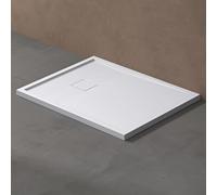 doporro Receveur de Douche à Carreler à Poser en Solid Surface Bac à douche Rectangulaire Extraplat Blanc Design Geoma08 80x120cm