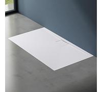 doporro Receveur de Douche Bac à Douche Ultra Plat en Solid Surface Blanc Mat Geoma07 70x140x3 cm