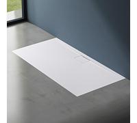 doporro Receveur de Douche Bac à Douche Ultra Plat en Solid Surface Blanc Mat Geoma07 70x160x3 cm avec Bonde AL06