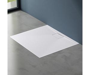 doporro Receveur de Douche Bac à Douche Ultra Plat en Solid Surface Blanc Mat Geoma07 70x90x3cm