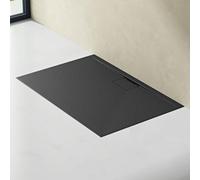 doporro Receveur de Douche Bac à Douche Ultra Plat en Solid Surface Gris Noir Mat Geoma07 70x100x3cm