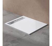 doporro Receveur de Douche Blanc Bac à Douche Extra Plat Rectangulaire en Acrylique 100x120x5cm + Bonde AL02 Design Xetro04