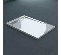 doporro Receveur de Douche Blanc Bac à Douche Extra Plat Rectangulaire en Acrylique 90x120x5cm + Bonde AL01 Design Xetro04