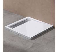 doporro Receveur de Douche Blanc Bac à Douche Extra Plat Rectangulaire en Acrylique 90x90x5cm + Bonde AL02 Design Xetro04