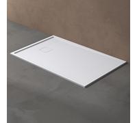 doporro Receveur de Douche Carreler à Poser en Solid Surface Bac à douche Rectangulaire Extraplat Blanc Design Geoma08 90x140cm