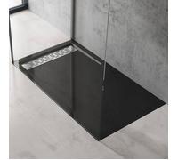 doporro Receveur de douche noir 80x140cm bac à douche Xetro4 rectangulaire extra plat 5cm + bonde AL02