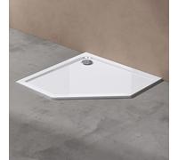 doporro Receveur de douche pentagonale bac à douche extraplat acrylique blanc Faro05 90x90x4cm