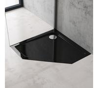 doporro Receveur de Douche Pentagonale Bac à Douche Extraplat Acrylique Noir Faro05 80x80x4cm